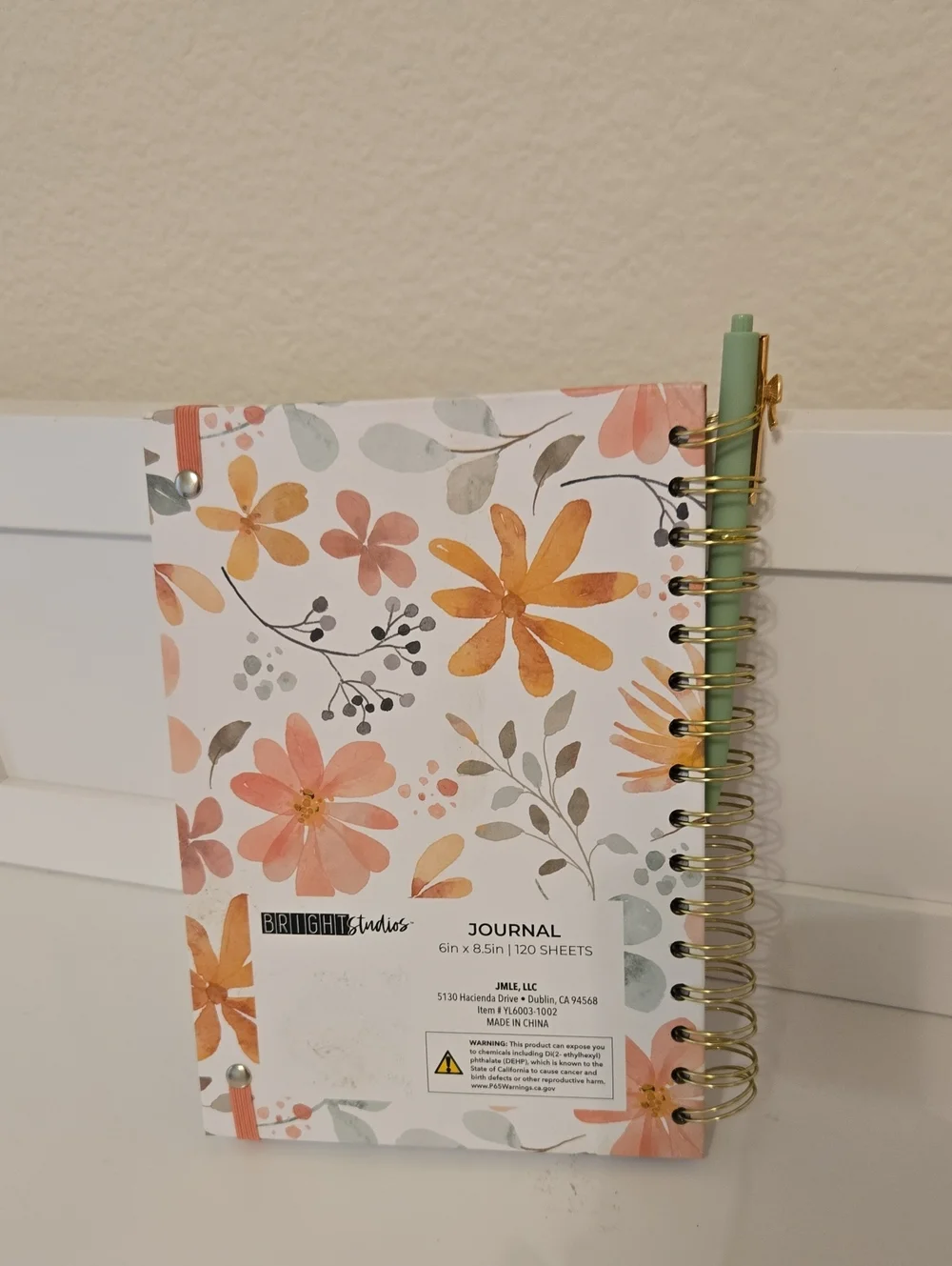 Floral Journal - Peach Floral Hardcover Notebook With Pen Nwt